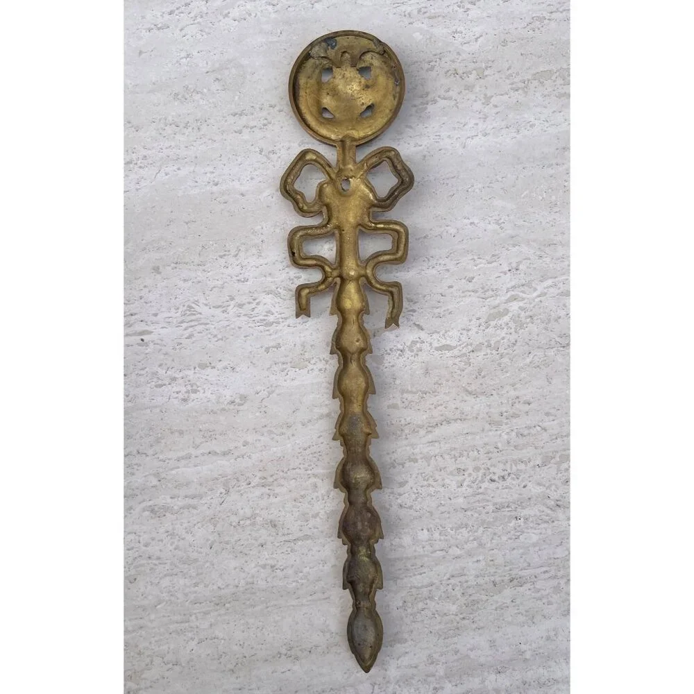 Brass Wall Ornament Bow VTG 16” Decor Chateau Chic Traditional French Country
